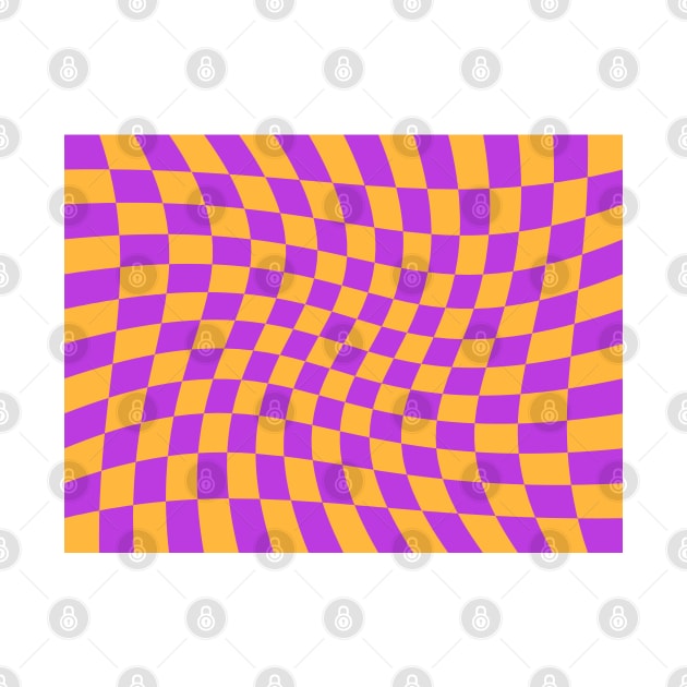 Twisted Checkered Square Pattern - Orange & Purple by DesignWood Atelier