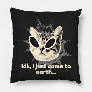 IDK, I Just Came to Earth - Alien Cat Pillow