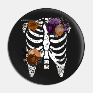 Halloween Day of Dead Skeleton Flowers Decorated Pin