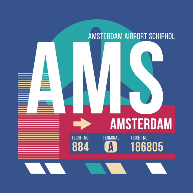 Amsterdam (AMS) Airport Code Baggage Tag by SLAG_Creative