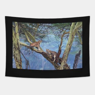 Lions in a Tree Tapestry