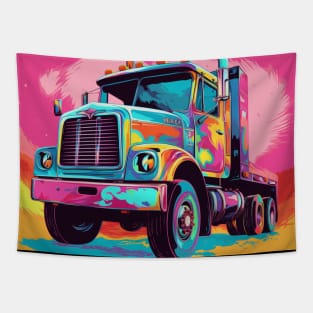 A Graphic Pop Art Drawing of a big American truck Tapestry