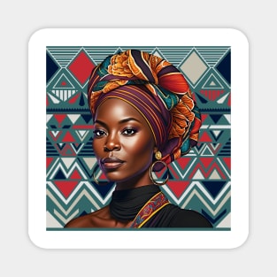 Beautiful African Woman on Tribal Background 1 Magnet