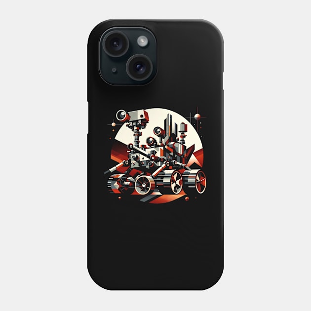 Geometric Mars Rover Adventure | Abstract Planetary Exploration Tee Phone Case by Graphic Wonders Emporium