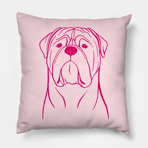 Bullmastiff (Pink and Berry) Pillow by illucalliart