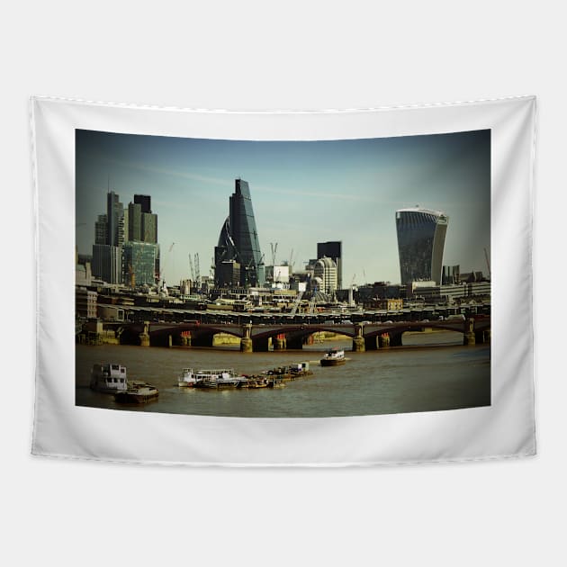 London Cityscape Blackfriars Bridge England Tapestry by AndyEvansPhotos