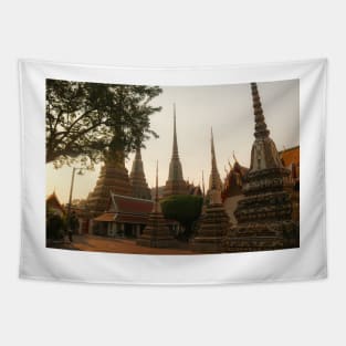 Mosaic tiled Buddha stupas at Wat Pho temple. Tapestry