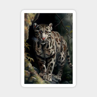 Clouded leopard Oil paint Magnet