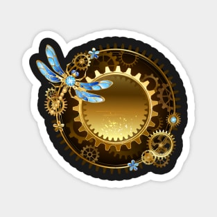 Banner with steampunk dragonfly Magnet