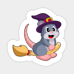 Mouse Halloween Witch Broom Magnet