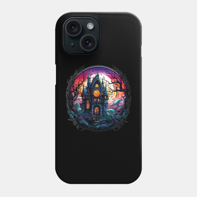 Stained Glass Haunted House Phone Case by Silly Pup Creations