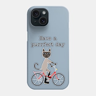 Siamese cat on bicycle Phone Case