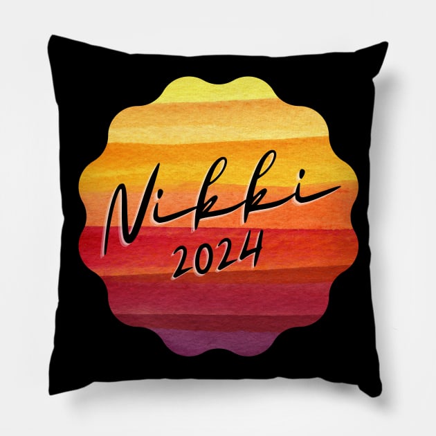 Nikki Haley 2024 (desert) Pillow by Cafe Quinn