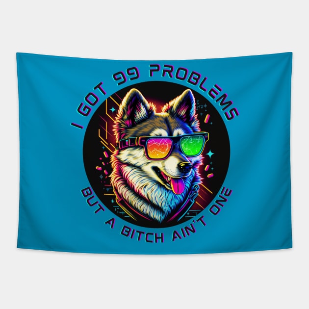 99 Problems | Funny Talking Dog Tapestry by akastardust