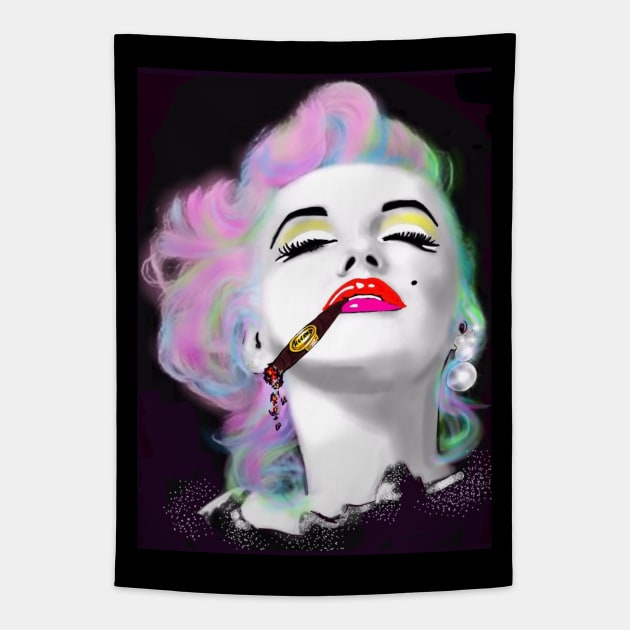 Marilyn Smoking Tapestry by Mabbatt