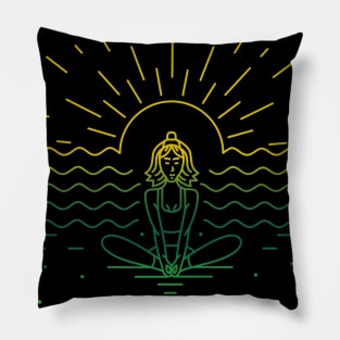 Yoga By The Beach Pillow