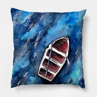 Empty Boat at Sea Pillow