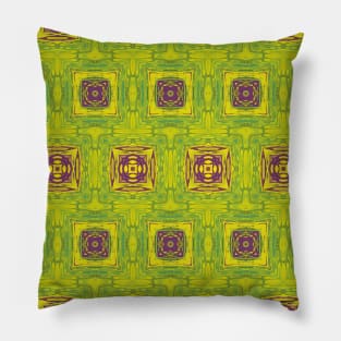 Pea Green, Purple and Grass Green Square Pattern - WelshDesignsTP004 Pillow