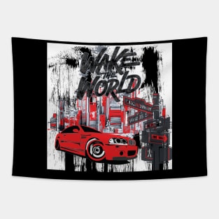 Wake the World, American Muscle Car, New York Vintage Cars Tapestry