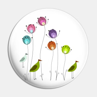 bird and flower Pin