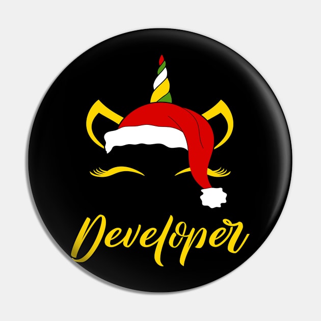 Developer Santa Claus Unicorn Birthday Occupation Job Christmas Pin by familycuteycom