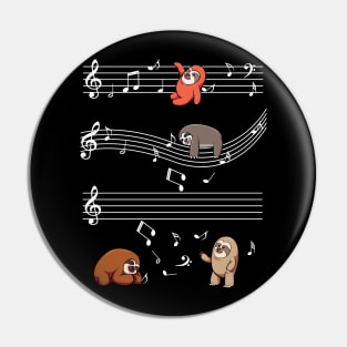 Sloth - Musical Sloths Sheet Music Cute Animals Clef Pin