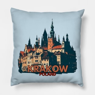 Krakow poland cityscape Pillow