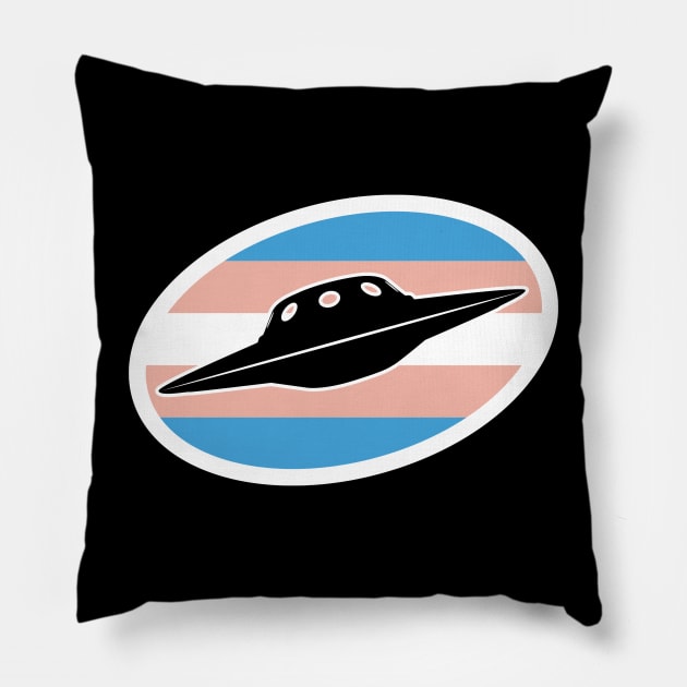 Trans UFO Cryptid Pride Pillow by Nerd Trinkets