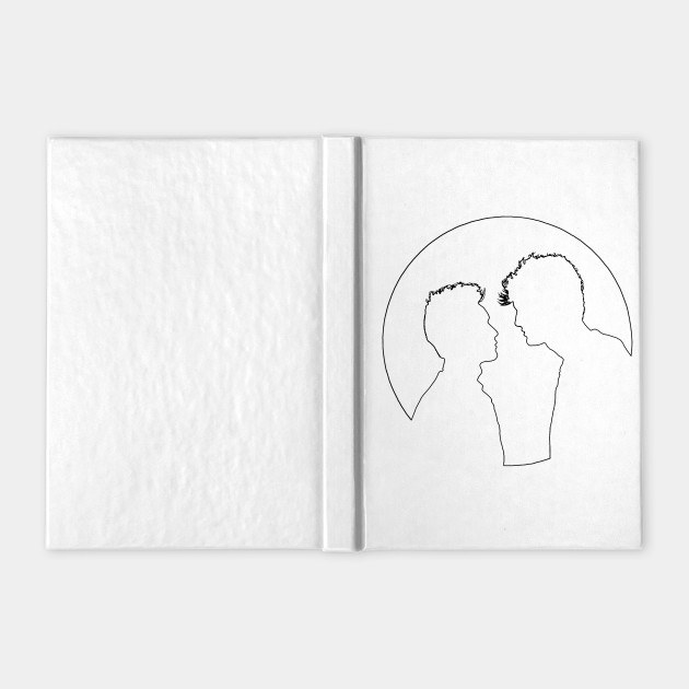 Malec Silhouettes And Full Moon Black Outline Alec Lightwood And Magnus Bane Matthew Daddario And Harry Shum Jr Shadowhunters The Mortal Instruments T Shirt T Shirt Malec Notebook Teepublic