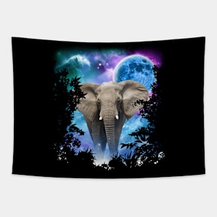 Elephant MidNight Forest 2 Tapestry