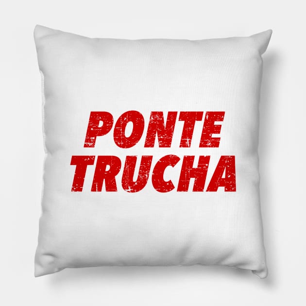 Ponte Trucha - Look sharp - red vintage design Pillow by verde