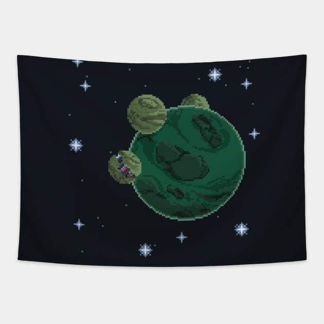 Pixelart Green Planet Tapestry by PixelCarvel