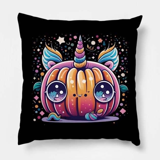 Cute Unicorn Pumpkin Funny Halloween Costume Pillow by Imou designs