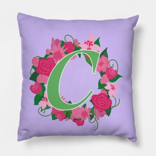 Monogram C, Personalized Floral Initial Pillow