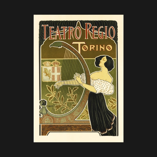 THEATRO REGIO TORINO ITALY Opera House Advertisement 1898 by artist Giuseppe Boano by vintageposters