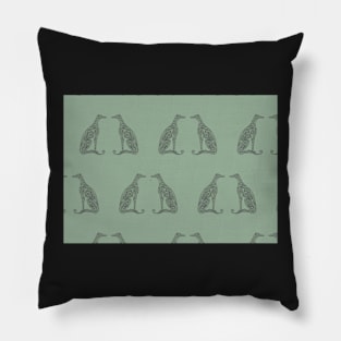 Double Greyhounds - Heritage Sage Pillow