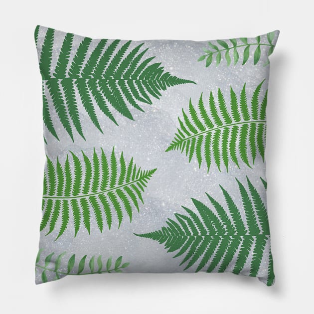 Minimalist Fern Fronds Foliage Leaves Pattern Pillow by HalfPastStarlight