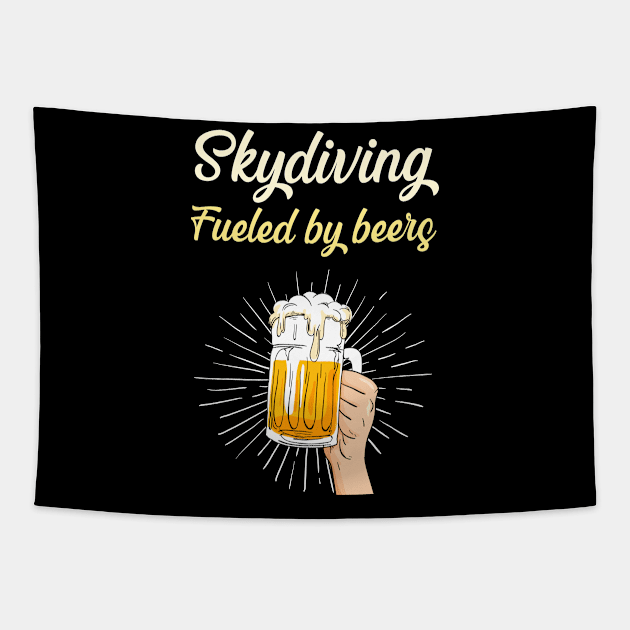 Skydiving Fueled By Beers - Skydive Skydiver Skydivers Sky Diving Divers Diver Parachute Flying Tapestry by blakelan128