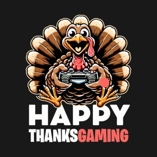 Gaming Turkey Cartoon "Happy ThanksGaming" Thanksgiving Fun T-Shirt