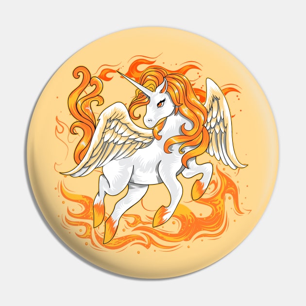 Fiery Unicorn Pegasus Pony Pin by machmigo