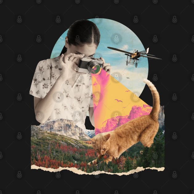 Collage Girl Camera and Cat by Hmus