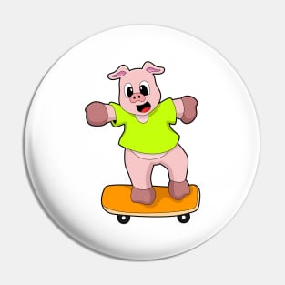 Pig as Skater on Skateboard Pin