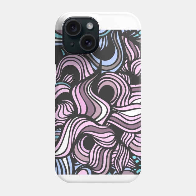 Mystic Waves | Abstract Art | Blue | Pink | Black | Vintage Phone Case by DesignsbyZazz