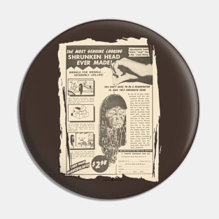 Vintage Genuine Shrunken Head Ad Pin