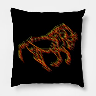 Bucking Bronco Horse Trippy Vector Art Pillow