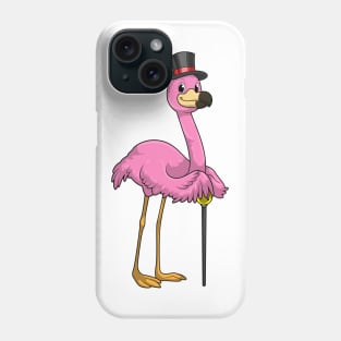 Flamingo as Pensioner with Walking stick Phone Case