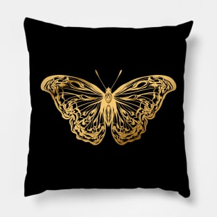 gold butterfly Pillow