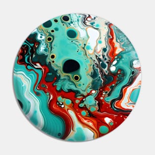 Teal and Crimson Fluid Color Mix Pin