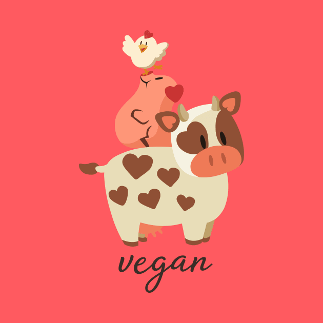 Happy Cow, Pig, and Chicken - Vegan by cutevegan