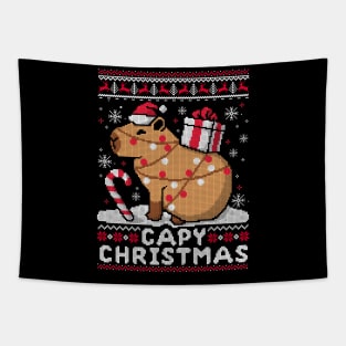 Capy ugly christmas sweater Tapestry